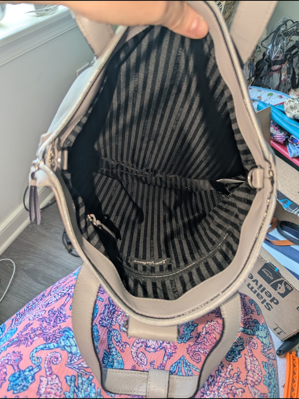 Victoria's Secret Gray Pebbled Leather Tote Backpack - Picture 3 of 4